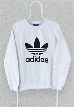 Adidas Originals White Sweatshirt Trefoil Mens Medium