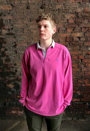 VINTAGE RALPH LAUREN POLO RUGBY SHIRT TOP PINK