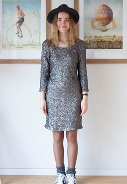 Silver grey sequin dress