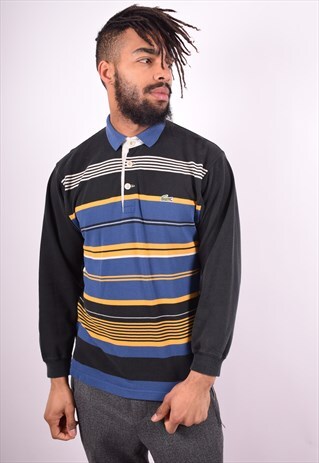 LACOSTE MENS VINTAGE POLO SHIRT LONG SLEEVE SMALL MULTI 90'S