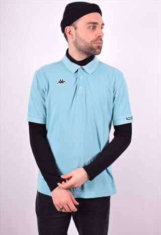 KAPPA MENS VINTAGE POLO SHIRT LARGE BLUE 90'S
