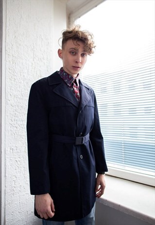 VINTAGE 80'S NAVY BELTED COAT