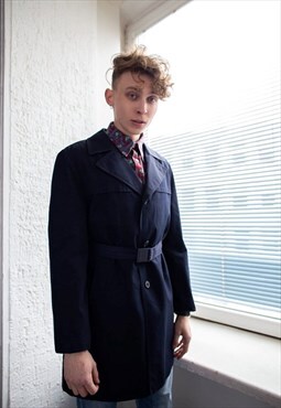 Vintage 80's Navy Belted Coat