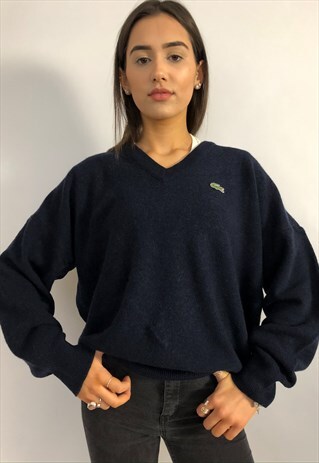 VINTAGE 80S CHEMISE LACOSTE JUMPER SWEATER V-NECK TOP KNIT