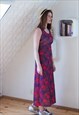 BRIGHT PURPLE FLORAL SLEEVELESS LONG MAXI DRESS