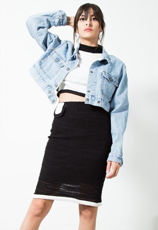 VINTAGE 80S CLASSIC LEVI'S BASIC DENIM CROP JACKET / S169