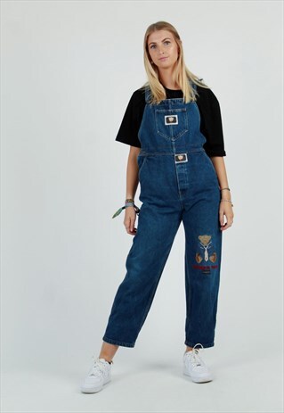 VINTAGE BLUE TEDDY BEAR DENIM DUNGARESS