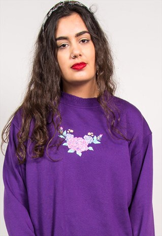 VINTAGE 90'S FLORAL EMBROIDERED SWEATSHIRT