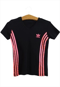 Vintage Adidas T-Shirt 00s Y2K Adidas Black & Hot Pink