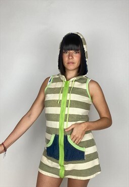 Vintage 00s Grunge Hooded Mini Dress