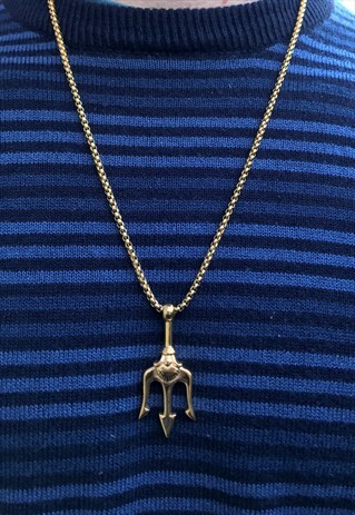 TRIDENT PENDANT NECKLACE CHAIN- GOLD