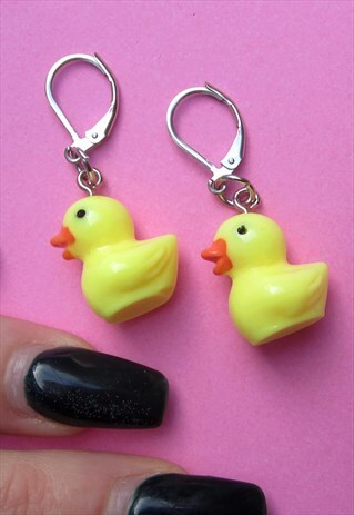 YELLOW DUCK DUCKIE KITSCH CHARM EARRINGS