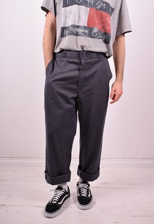 DICKIES MENS VINTAGE TROUSERS W34 L34 GREY 90S