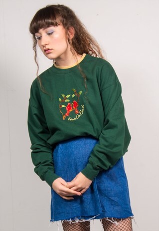 VINTAGE 90'S CUTE EMBROIDERED BIRD CHRISTMAS SWEATSHIRT