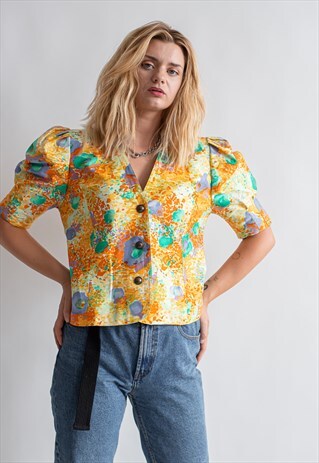 VINTAGE 70S CHIC BLOUSE IN PUFFER SLEEVE