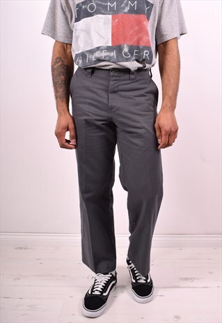 DICKIES MENS VINTAGE TROUSERS W30 L30 GREY 90S