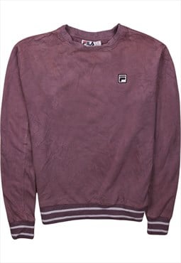 Vintage 90's Fila Sweatshirt Striped Cuff Crew Neck Purple