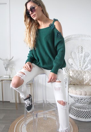 JUMPER GREEN COLOR FLOWERS
