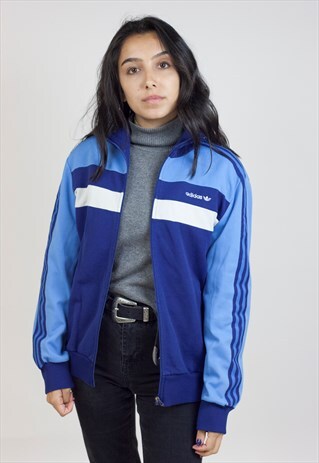 VINTAGE ADIDAS BLUE ZIP UP SPORTS JACKET