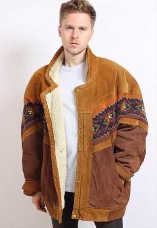 VINTAGE AZTEC NAVAJO FLEECE LINED JACKET