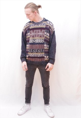 90S PATTERNED WOOL JUMPER