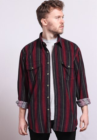 VINTAGE CORDUROY CORD STRIPED SHIRT