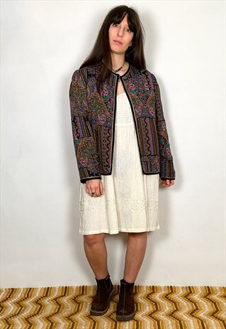 VINTAGE 80'S PAISLEY PRINT CROPPED LIGHTWEIGHT JACKET