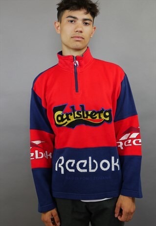 BLUE & RED REEBOK X CARLSBERG 1/4 ZIP SWEATSHIRT