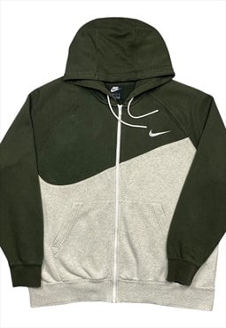 Nike Vintage Men's Khaki & Ecru Zip Up Hooded Jacket