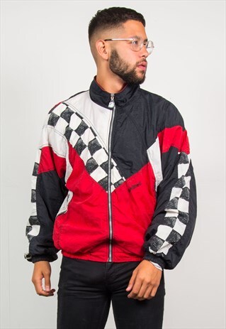 CHECKERBOARD TRACKSUIT JACKET WINDBREAKER