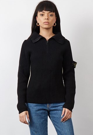 RARE VINTAGE STONE ISLAND A/W 2004 QUARTER-ZIP RIB JUMPER