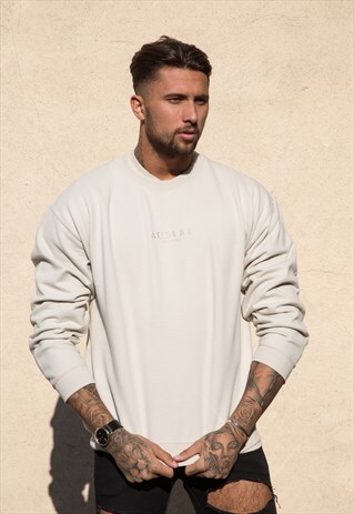 BEIGE EMBROIDERED SWEATER