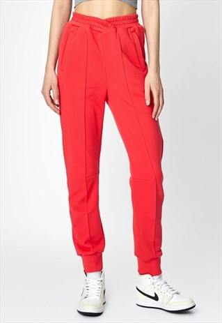RED OVERLAPPED FRONT SWEATPANTS
