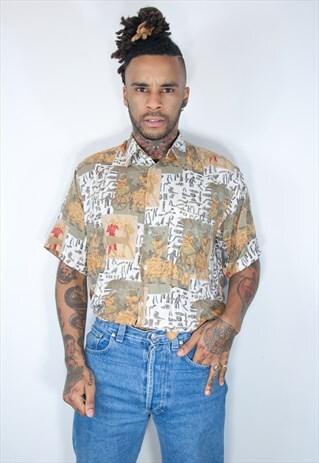 VINTAGE HAWAIIAN CRAZY PATTERNED SHIRT