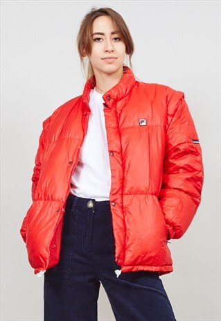RED VINTAGE CLASSIC 70'S FILA PUFFER JACKET
