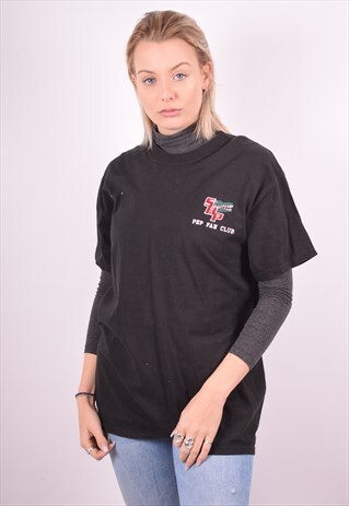 CHAMPION WOMENS VINTAGE T-SHIRT TOP MEDIUM BLACK 90S