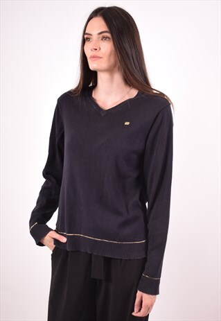 POLO RALPH LAUREN WOMENS VINTAGE JUMPER SWEATER MEDIUM BLACK