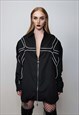 FUTURISTIC SHIRT PADDED UTILITY TOP CATWALK BLOUSE IN BLACK