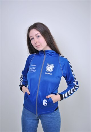 VINTAGE HUMMEL TRACK JACKET, 90S BLUE WINDBREAKER