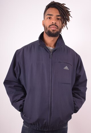 ADIDAS MENS VINTAGE JACKET MEDIUM NAVY BLUE 90S
