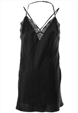 Vintage Black Classic Lace Slip Dress - M