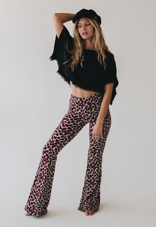 JUNK & ROCK RED LEOPARD PRINT FLARE LEGGING