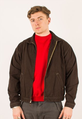 VINTAGE BROWN POLO RALPH LAUREN HARRINGTON JACKET LARGE