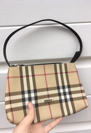 WOMENS BURBERRY HANDBAG BEIGE NOVA CHECK BAG PURSE