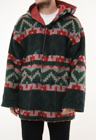 90S VINTAGE OLDSCHOOL PATTERN WARM HOODED JACKET 14897