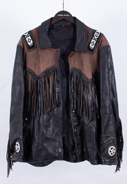Vintage Western Leather Tassel Jacket
