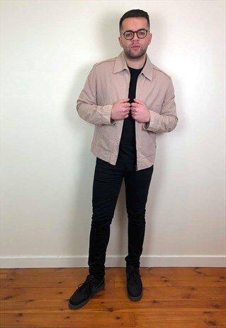 VINTAGE 90S HUGO BOSS HARRINGTON JACKET BEIGE