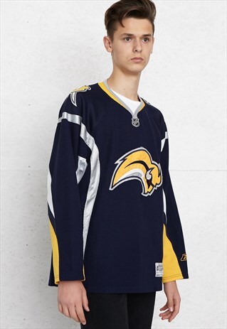 VINTAGE NAVY YELLOW REEBOK LONG SLEEVE TOP