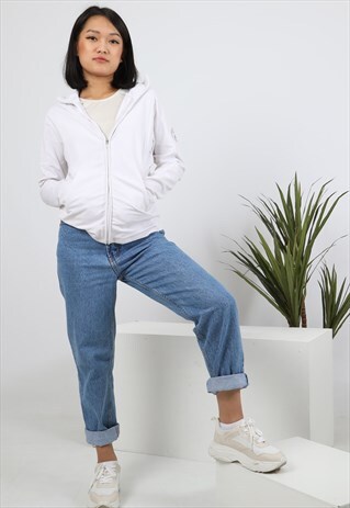 VINTAGE ADIDAS MEDIUM WHITE ZIPPED SWEATSHIRT