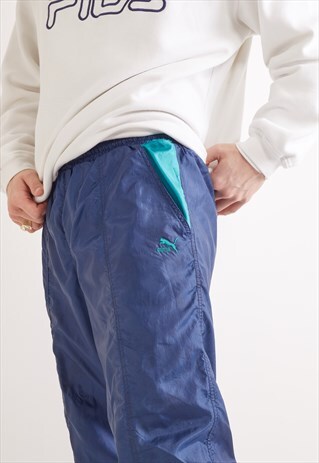 VINTAGE PUMA SHELLSUIT BOTTOMS BLUE